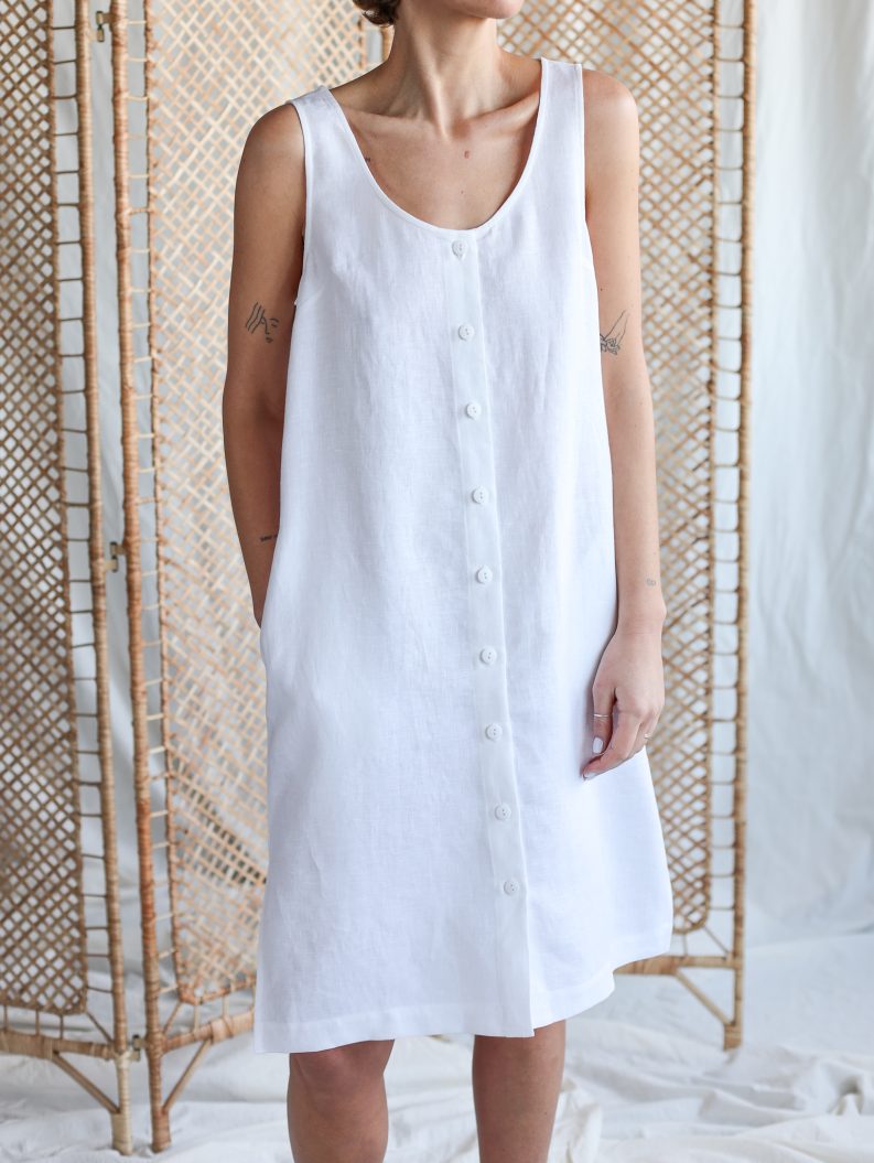 button up linen dress Sky Blue Babydoll - 100% | ROVE This dress also looks wonderful worn with pants Pure linen shirt dress, brick